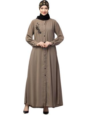 Nazneen Front Open with Embroidery Casual Abaya 1