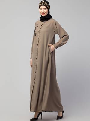 Nazneen Front Open with Embroidery Casual Abaya 3