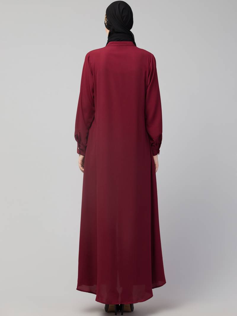 Nazneen Front Open with Embroidery Casual Abaya