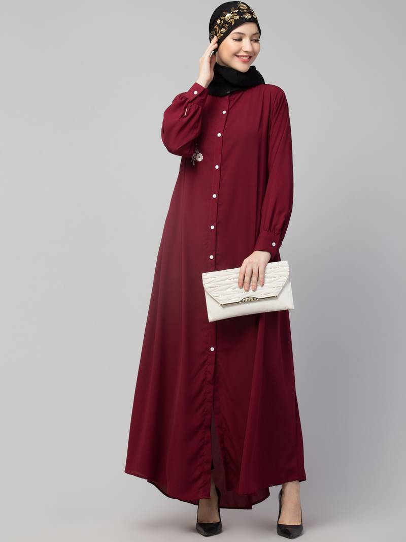 Nazneen Front Open with Embroidery Casual Abaya