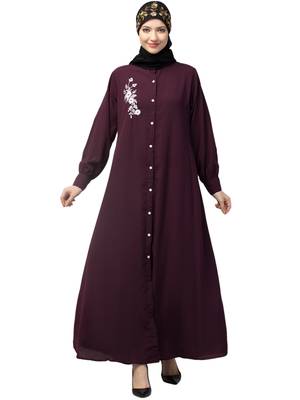 Nazneen Front Open with Embroidery Casual Abaya 1