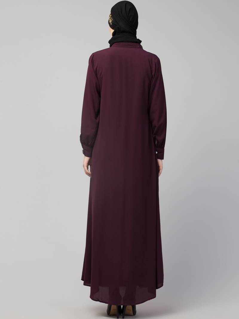 Nazneen Front Open with Embroidery Casual Abaya