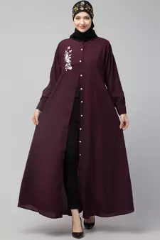 Nazneen Front Open with Embroidery Casual Abaya