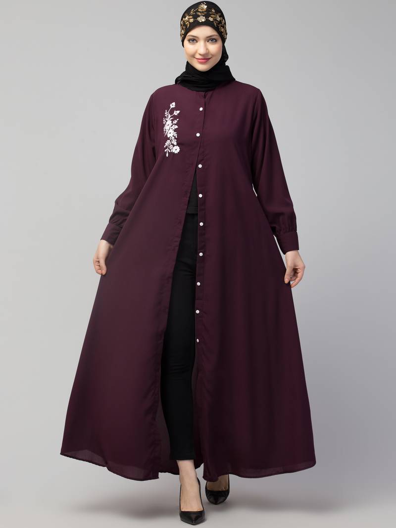 Nazneen Front Open with Embroidery Casual Abaya