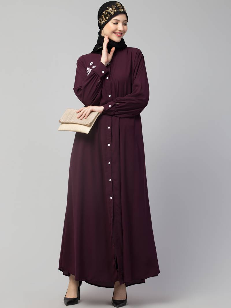 Nazneen Front Open with Embroidery Casual Abaya