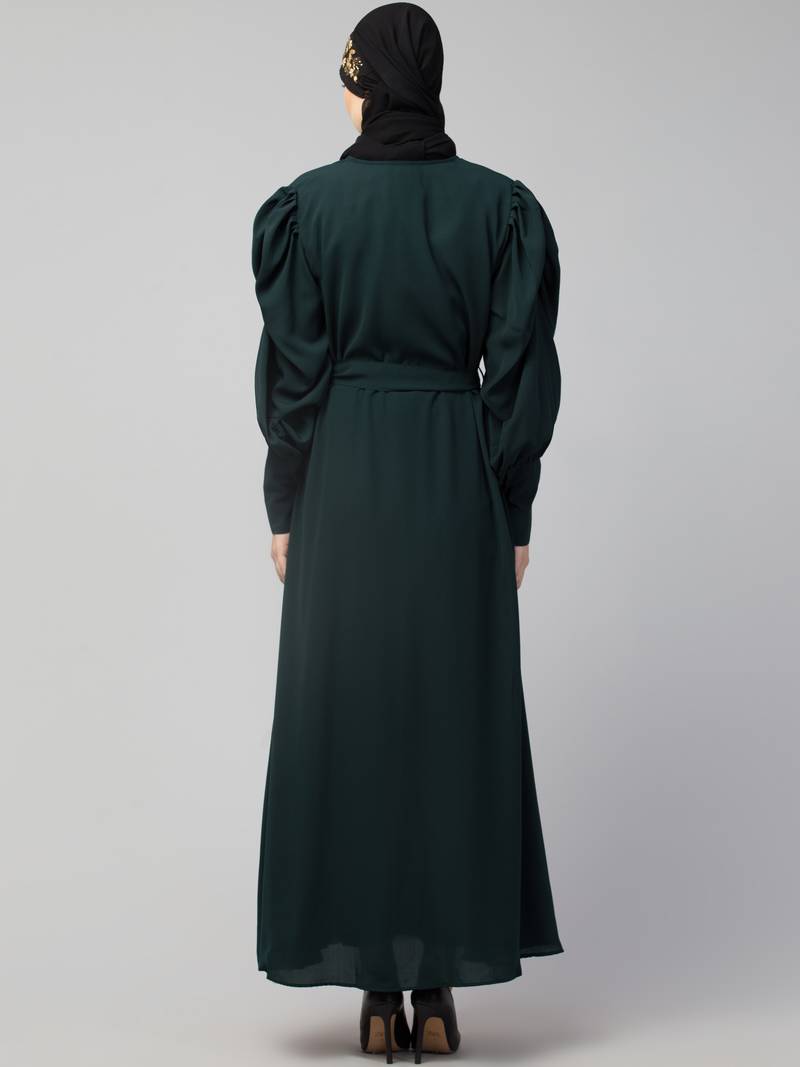 Nazneen Long Cuff Gathered Puffed Sleeve with Bet A line Abaya
