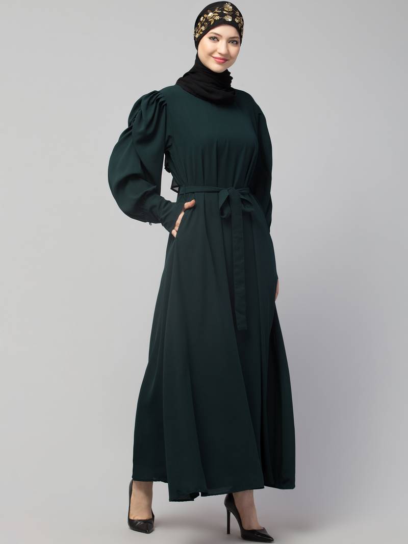Nazneen Long Cuff Gathered Puffed Sleeve with Bet A line Abaya