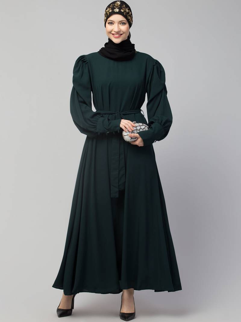 Nazneen Long Cuff Gathered Puffed Sleeve with Bet A line Abaya