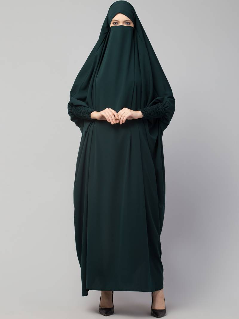 Nazneen Smoking Sleeve Tie at Back Ready To Wear Instant Full Size Jilbab