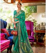 Kanjivaram Green Color Banarasi silk blend Saree With Zari Weaving Work