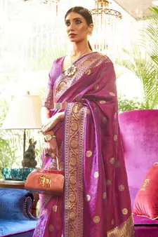 Lilac Purple Kanjivaram Saree