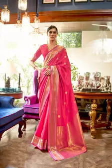Latest Designer Party Wear kanjivaram silk blend Saree - Pink