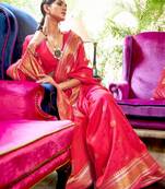 Latest Designer Party Wear kanjivaram silk blend Saree - Pink