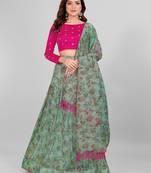 Blue Embellished Silk Blend Fancy Lehenga Choli with Blouse Piece