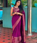 Magenta woven banarasi saree with blouse