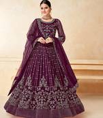 Purple embroidered net salwar