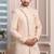 Beige printed jacquard sherwani