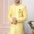 Yellow embroidered art silk sherwani