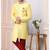 Yellow embroidered art silk sherwani