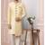 Fawn embroidered art silk sherwani