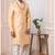 Beige embroidered art silk sherwani