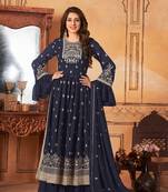 Purple embroidered georgette salwar