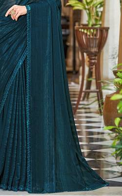 Teal woven pure art silk saree with blouse 4