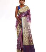 Mauve Tanchoi Banarasi Saree With Blouse Piece