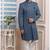 Blue plain jacquard sherwani