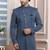 Blue plain jacquard sherwani