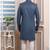 Blue plain jacquard sherwani