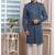 Blue plain jacquard sherwani