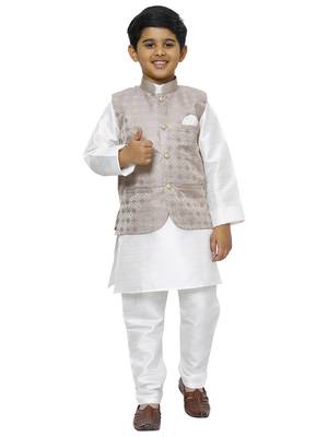 Purple Stripes SIlk Jacquard Kurta Pajama Set Traditional Wear 1