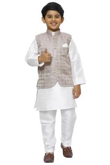 Purple Stripes SIlk Jacquard Kurta Pajama Set Traditional Wear