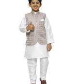 Purple Stripes SIlk Jacquard Kurta Pajama Set Traditional Wear