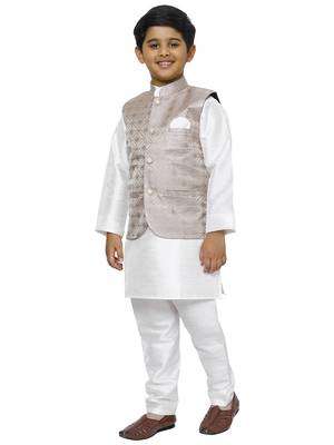 Purple Stripes SIlk Jacquard Kurta Pajama Set Traditional Wear 2