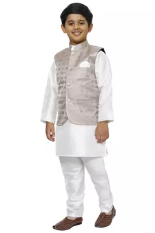 Purple Stripes SIlk Jacquard Kurta Pajama Set Traditional Wear