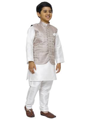 Purple Stripes SIlk Jacquard Kurta Pajama Set Traditional Wear 3