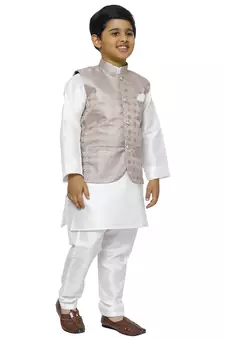 Purple Stripes SIlk Jacquard Kurta Pajama Set Traditional Wear