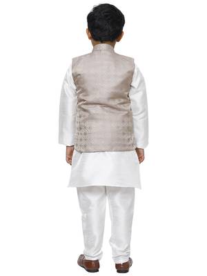 Purple Stripes SIlk Jacquard Kurta Pajama Set Traditional Wear 4