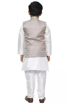 Purple Stripes SIlk Jacquard Kurta Pajama Set Traditional Wear