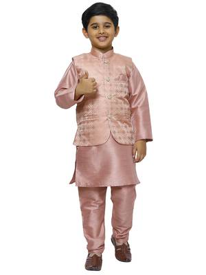 Pink Stripes SIlk Jacquard Kurta Pajama Set // Traditional Wear 1