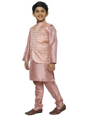 Pink Stripes SIlk Jacquard Kurta Pajama Set // Traditional Wear 2
