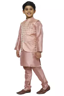 Pink Stripes SIlk Jacquard Kurta Pajama Set // Traditional Wear