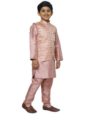 Pink Stripes SIlk Jacquard Kurta Pajama Set // Traditional Wear 3