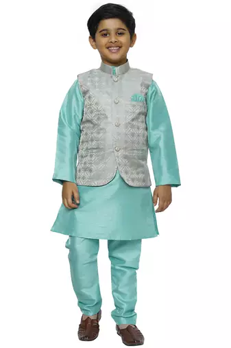 Green Stripes SIlk Jacquard Kurta Pajama Set // Traditional Wear