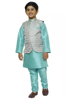 Green Stripes SIlk Jacquard Kurta Pajama Set // Traditional Wear