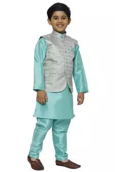 Green Stripes SIlk Jacquard Kurta Pajama Set // Traditional Wear