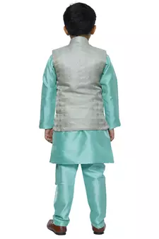 Green Stripes SIlk Jacquard Kurta Pajama Set // Traditional Wear