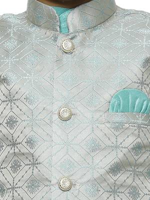 Green Stripes SIlk Jacquard Kurta Pajama Set // Traditional Wear 5